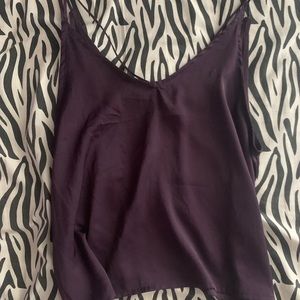 Purple Satin Tank Top with strappy back